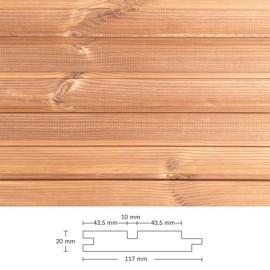 20 x 117 mm glat fer-not beklædning thermo fyr med spor