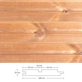 20 x 140 mm glat fer-not beklædning thermo fyr med spor