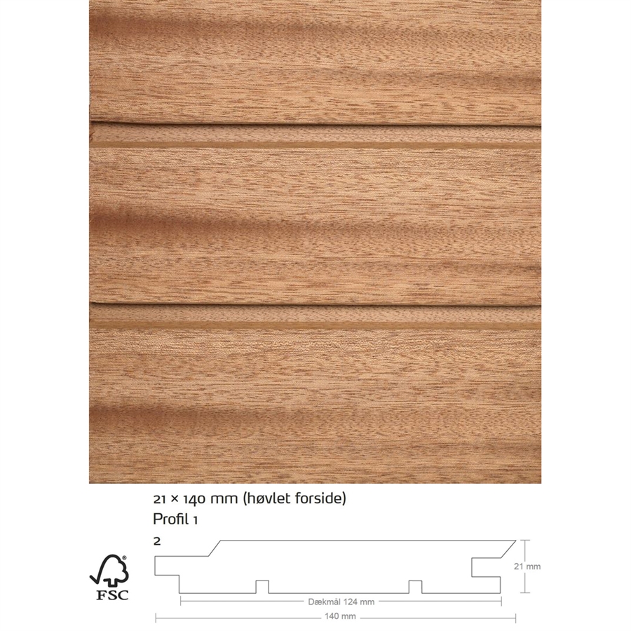 21x140mm glathøvlet fer not beklædning mahogni Mahogni planker